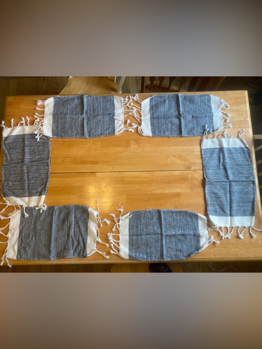 Smyrna Turkish Cotton Gray and White Place Settings Set of 6- 100% Cotton